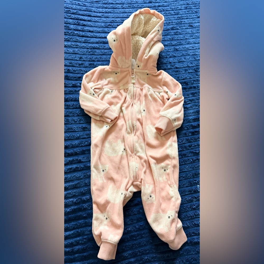 Carter's Pink and White One Piece with Hood